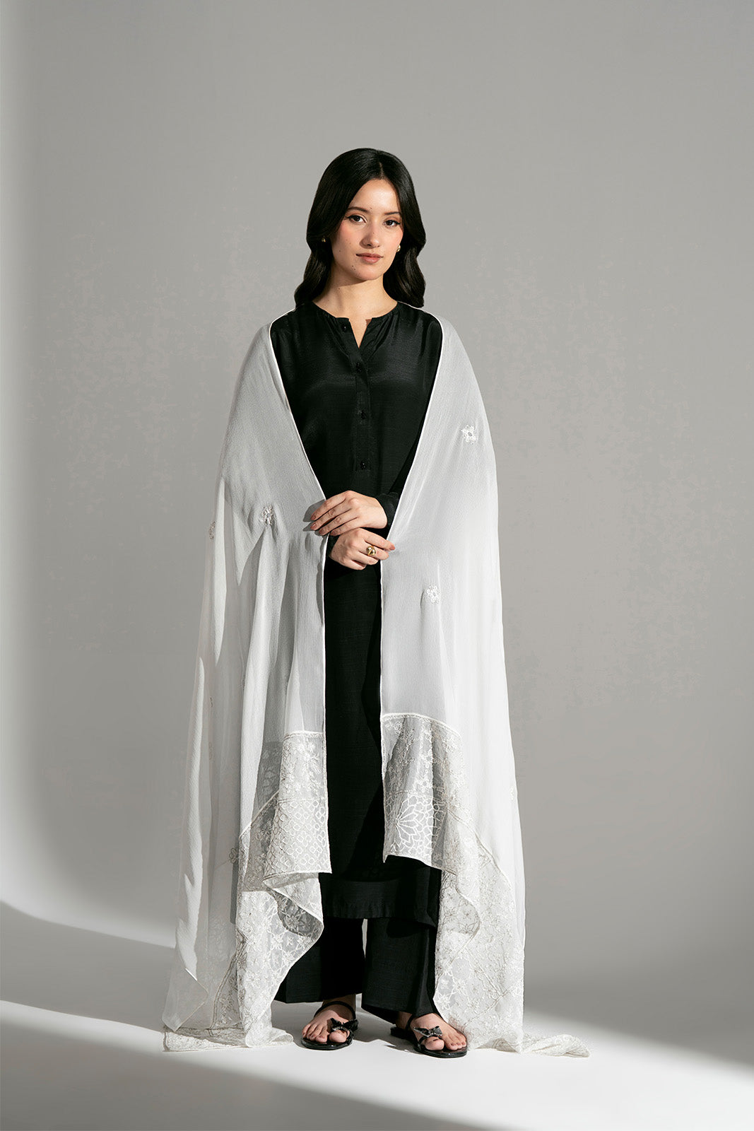 1 Piece Chiffon Embroidered Dupatta (FD0128)