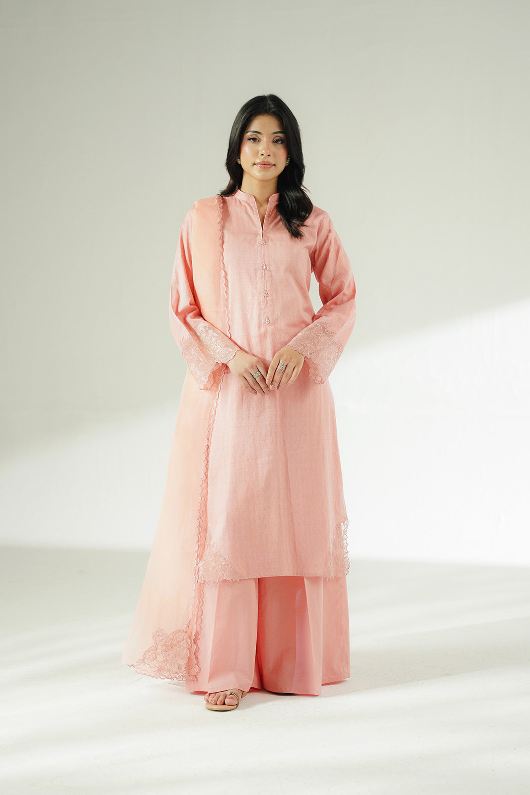 3 Piece Cotton Dobby Embroidered Suit (CS0644)