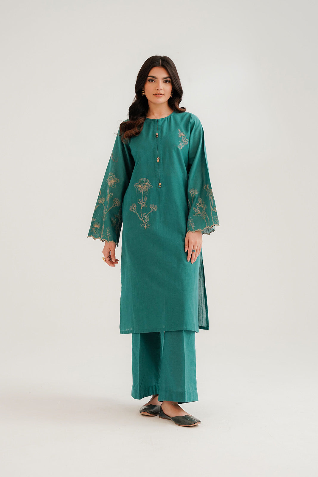 2 Piece Slub Khaddar Embroidered Suit (CP0295)