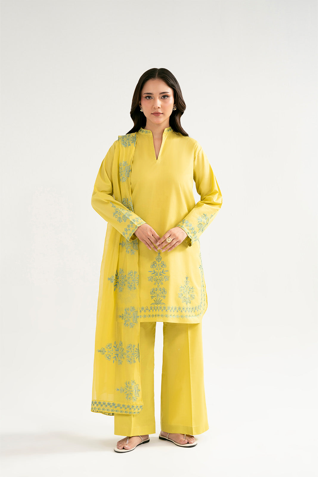 3 Piece Cambric Embroidered Suit (CP0504)