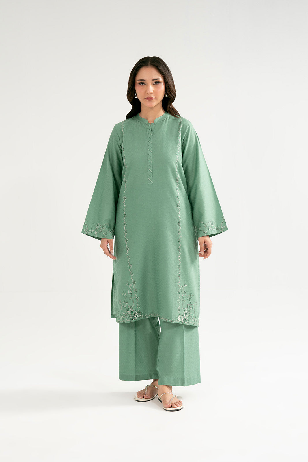 2 Piece Self Jacquard Embroidered Suit (CP0507)