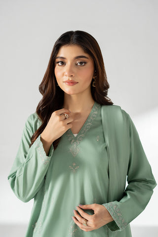 3 Piece Self Jacquard Embroidered Suit (CS0668)