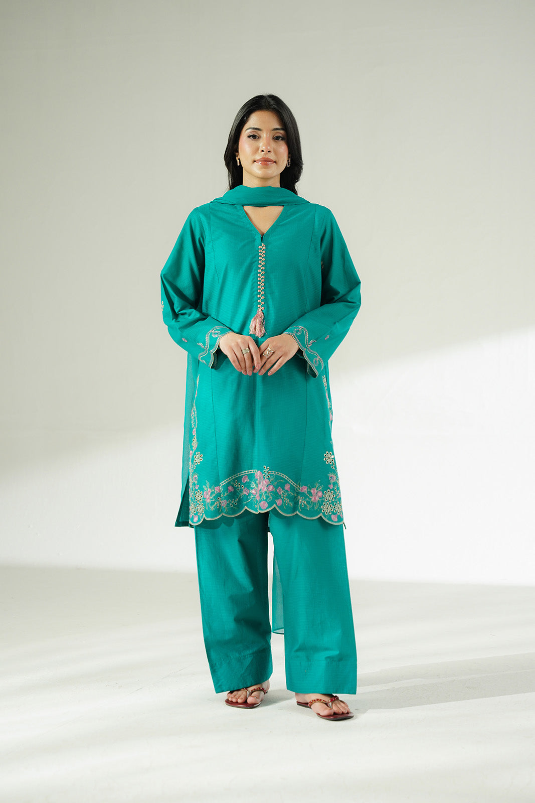 3 Piece Cotton Rip Stop Embroidered Suit (CS0643)
