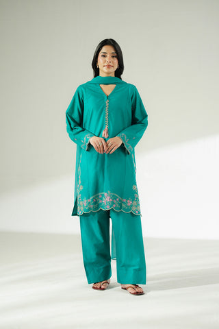 3 Piece Cotton Rip Stop Embroidered Suit (CS0643)