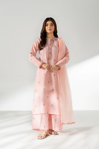 3 Piece Cotton Silk Jacquard Embroidered Suit (CS0663)