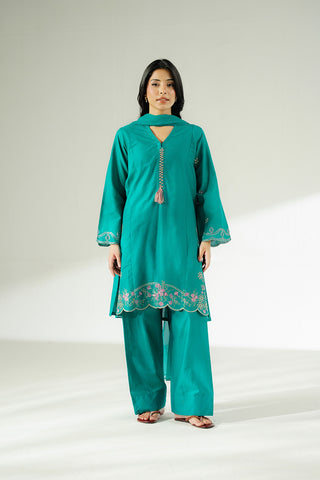 3 Piece Cotton Rip Stop Embroidered Suit (CS0643)