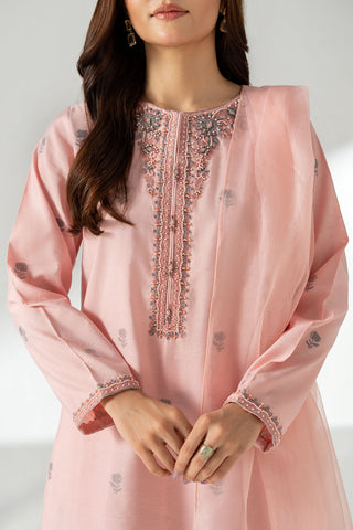 3 Piece Cotton Silk Jacquard Embroidered Suit (CS0663)