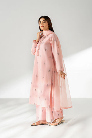 3 Piece Cotton Silk Jacquard Embroidered Suit (CS0663)