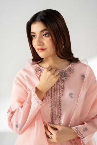 3 Piece Cotton Silk Jacquard Embroidered Suit (CS0663)