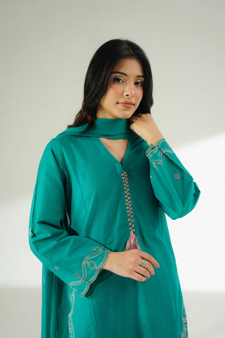 3 Piece Cotton Rip Stop Embroidered Suit (CS0643)