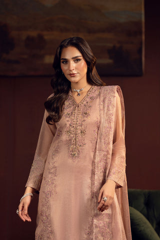 3 Piece Emboss Net Embroidered Suit (FL0227)