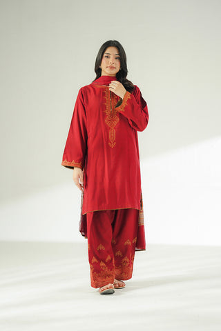 3 Piece Cotton Silk Embroidered Suit (CS0632)