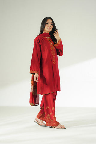 3 Piece Cotton Silk Embroidered Suit (CS0632)