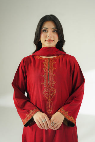 3 Piece Cotton Silk Embroidered Suit (CS0632)