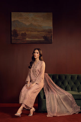 3 Piece Emboss Net Embroidered Suit (FL0227)