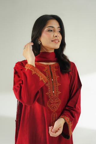 3 Piece Cotton Silk Embroidered Suit (CS0632)
