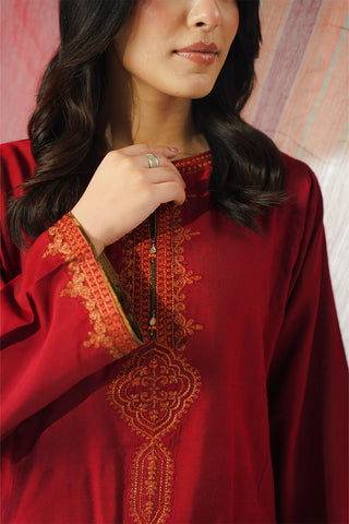 3 Piece Cotton Silk Embroidered Suit (CS0632)