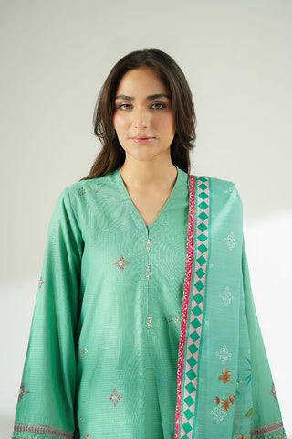 3 Piece Cotton Rip Stop Embroidered Suit (CS0629)