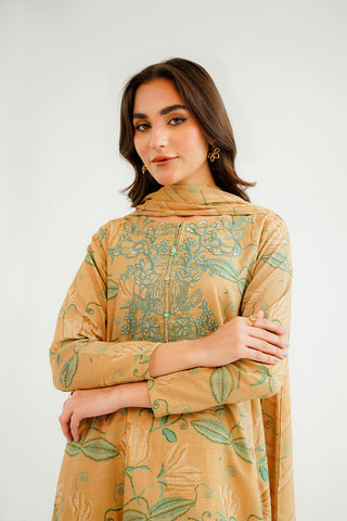 3 Piece Slub Khaddar Printed Suit (CP0292)