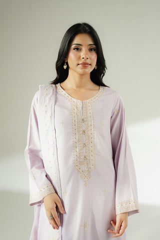 3 Piece Cotton Silk Staple Embroidered (CS0626)