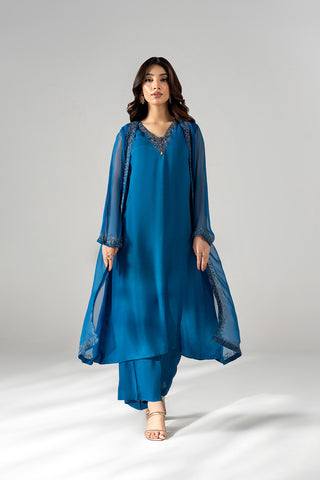2 Piece Chiffon Embroidered Suit (FS0202)