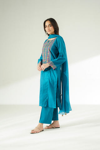 3 Piece Cotton Jacquard Embroidered Suit (CS0646)