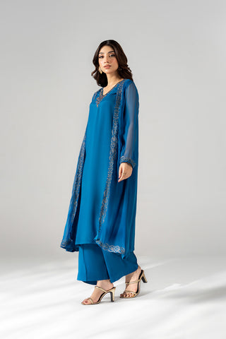 2 Piece Chiffon Embroidered Suit (FS0202)