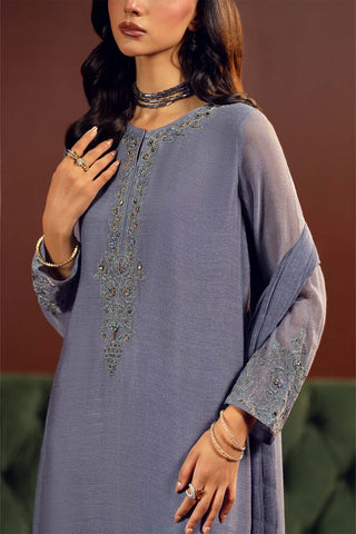 3 Piece Khaddi Net Embroidered Suit (FL0225)