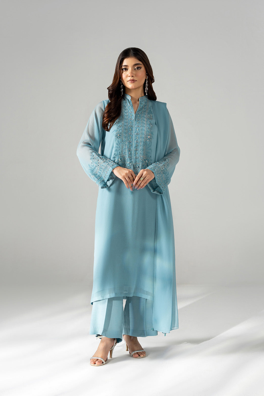 3 Piece Chiffon Embroidered Suit (FS0201)