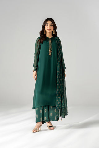 3 Piece Chiffon Embroidered Suit (FS0198)