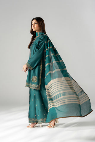 3 Piece Cotton Silk Embroidered Suit (FS0205)