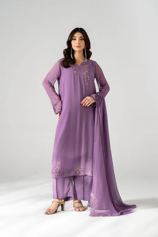 3 Piece Chiffon Embroidered Suit (FL0222)
