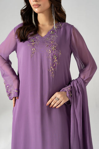 3 Piece Chiffon Embroidered Suit (FL0222)