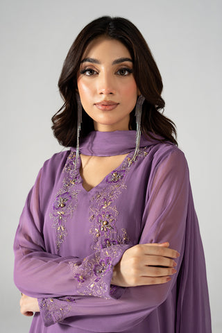 3 Piece Chiffon Embroidered Suit (FL0222)