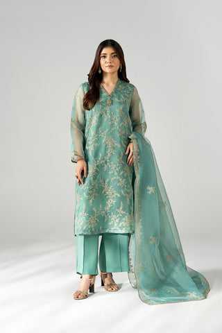 3 Piece Organza Embroidered Suit (FL0215)