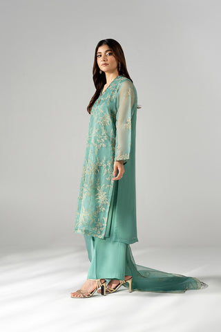 3 Piece Organza Embroidered Suit (FL0215)