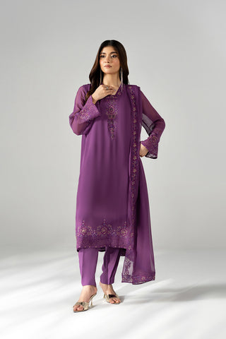 3 Piece Chiffon Embroidered Suit (FS0199)