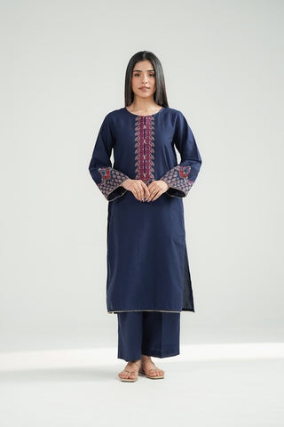 2 Piece Self Cotton Jacquard Embroidered Suit (CS0491)