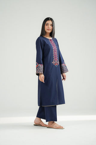 2 Piece Self Cotton Jacquard Embroidered Suit (CS0491)
