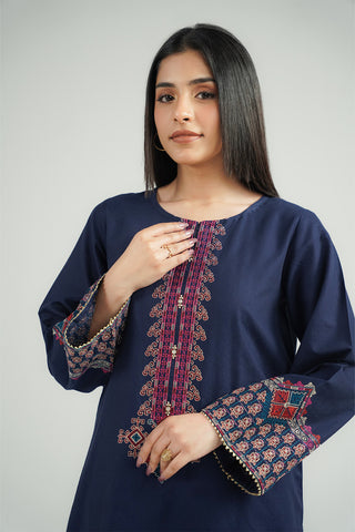 2 Piece Self Cotton Jacquard Embroidered Suit (CS0491)