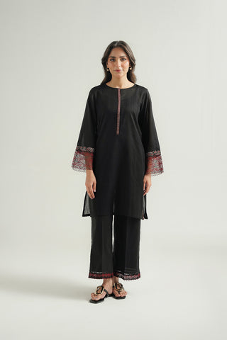 2 Piece Cotton Stripe Embroidered Suit (CP0478)