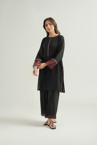 2 Piece Cotton Stripe Embroidered Suit (CP0478)