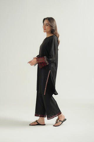 2 Piece Cotton Stripe Embroidered Suit (CP0478)