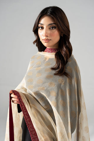 1 Piece Printed Organza Embroidered Dupatta (FD0132)