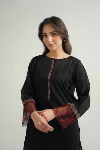 2 Piece Cotton Stripe Embroidered Suit (CP0478)