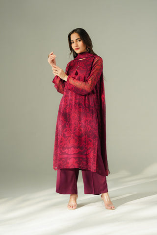 3 Piece Chiffon Printed Suit (FS0194)