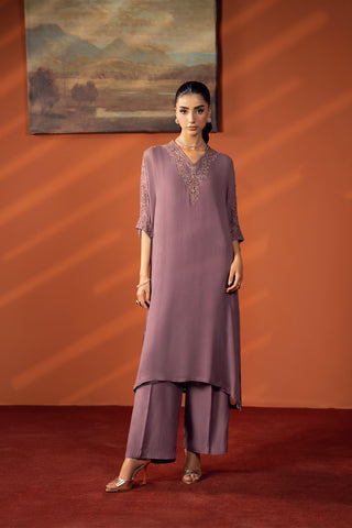 2 Piece Chiffon Embroidered Suit (FL0228)