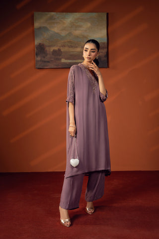 2 Piece Chiffon Embroidered Suit (FL0228)