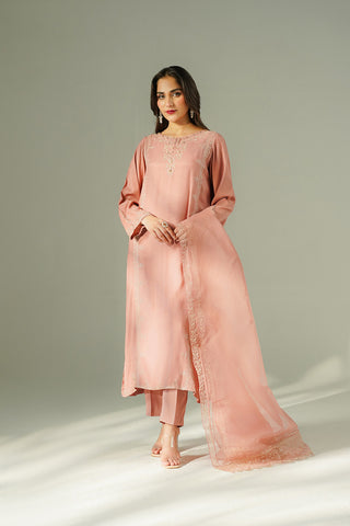 3 Piece Raw Silk Embroidered Suit (FS0187)
