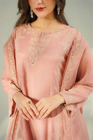 3 Piece Raw Silk Embroidered Suit (FS0187)